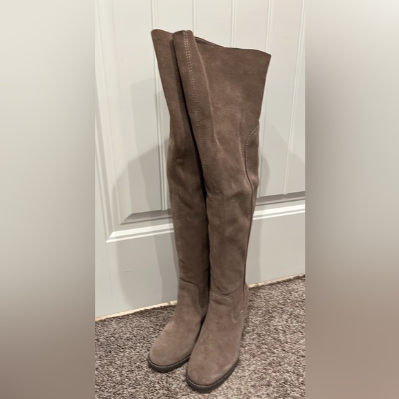 Kelsi dagger grey over the knee wide calf boots - Picture 4 of 5